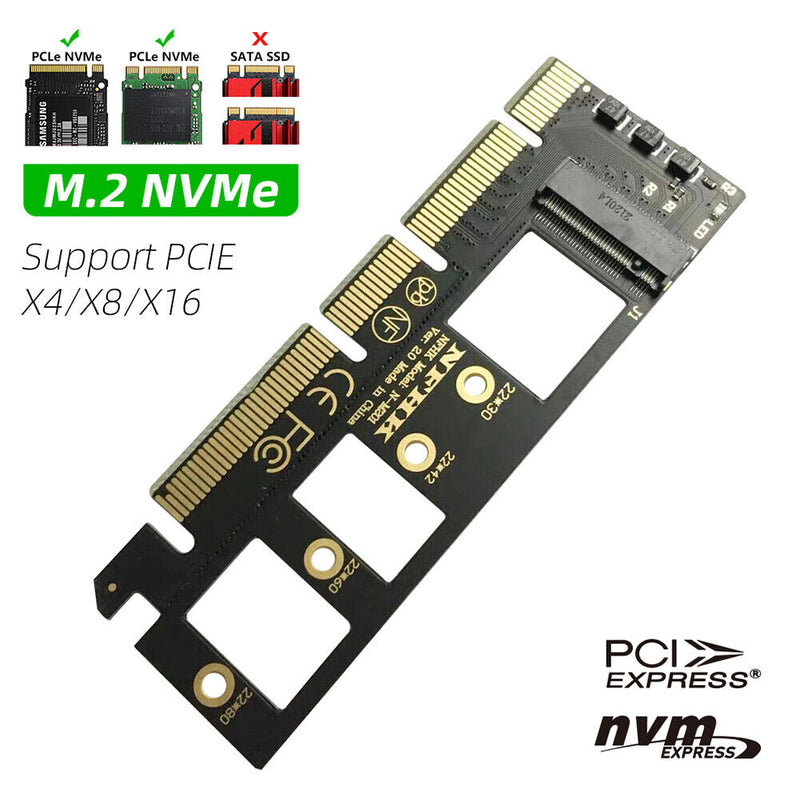 M.2 NVME SSD to PCIE X4 Adapter PCIE X16/X8/X4 Support M-Key M.2 NVME Card