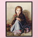 Full Embroidery Little Girl Selling Flowers Cross Stitch Kits 11CT Stamped Arts