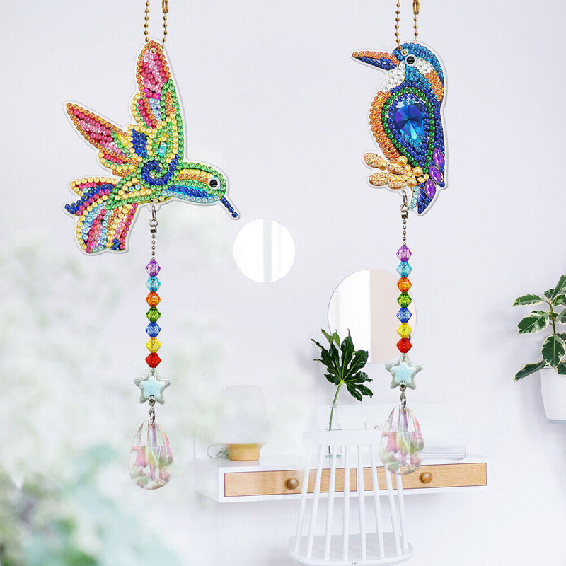 2pcs 5D Diamond Painting Bird Pendant Bag Keychain Jewelry Gifts (SMDZ202)