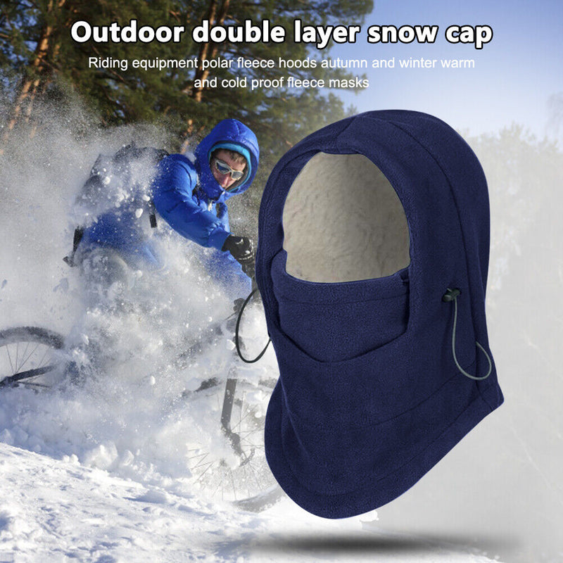 Winter Double Layer Cycling Warm Fleece Cap Windproof Skiing Thermal Hood Hat
