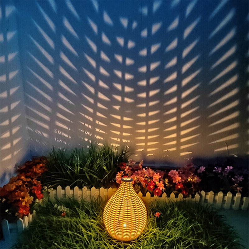 Rattan Hanging Solar Light Outdoor Garden Yard Landscape Lamp Decor (Brown)
