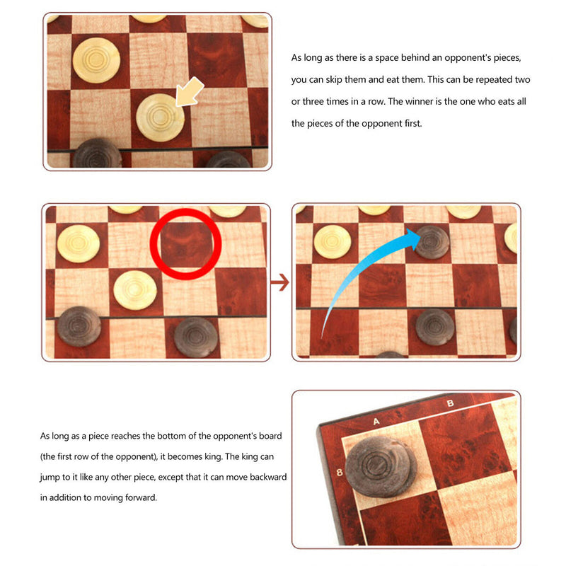 2 in 1 International Chess Checkers Set, Classic Magnetic Chess Pieces Board