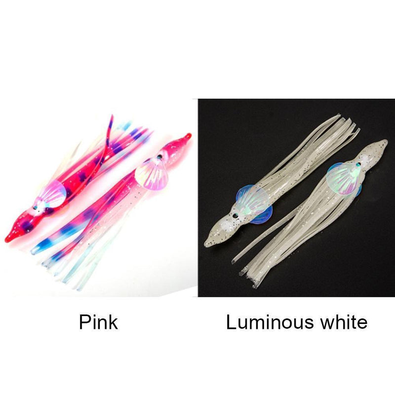 10x Bionic Octopus Fishing Lures 10cm Artificial Soft Bait (Luminous White)