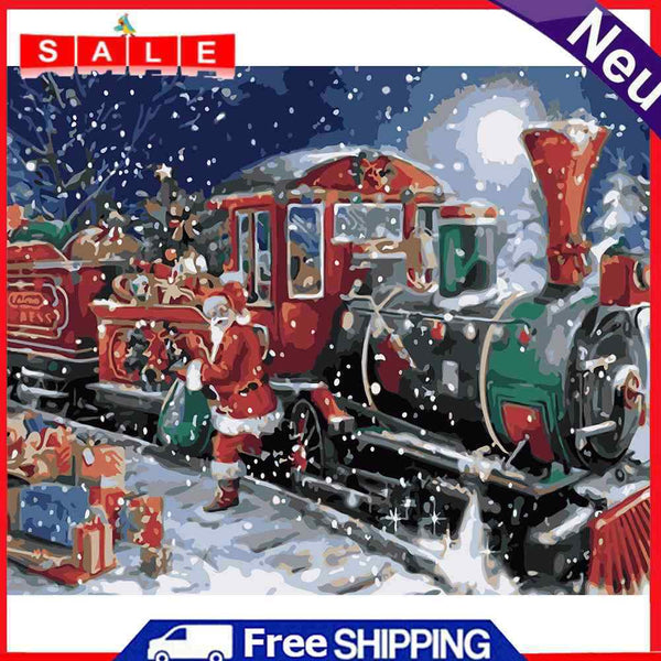 Hand Painted Artwork Frameless DIY Snowing Christmas Painting By Numbers Craft