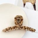 Girls Barrette Leopard Hairpins Faux Fur Hair Claws Plush Hair Clip Hairgrips