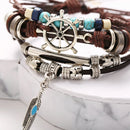 Multi-Layer PU Braided Turquoise Bracelet Women Men Circle Bangles Jewelry