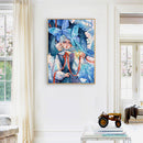 Blue Butterfly Girl Oil Paint By Numbers Kits Canvas Picture Wall Art DIY