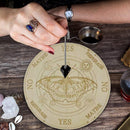 Wooden Divination Pendulum Board with Stars Moon Carved Coaster (Yellow 25cm)
