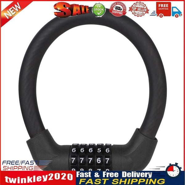 5-Digit MTB Bike Combination Locks Anti-Theft Wire Lock (Black 17.2x400mm) Newly