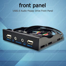 3.5 inch 9Pin to 4 Port HUB Floppy Bay 2 USB 2.0 HD Audio 3.5mm Front Panel Rack