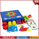 155pcs Wood Jigsaw Puzzle Board Set Tangram Kids Colorful Educational Toys