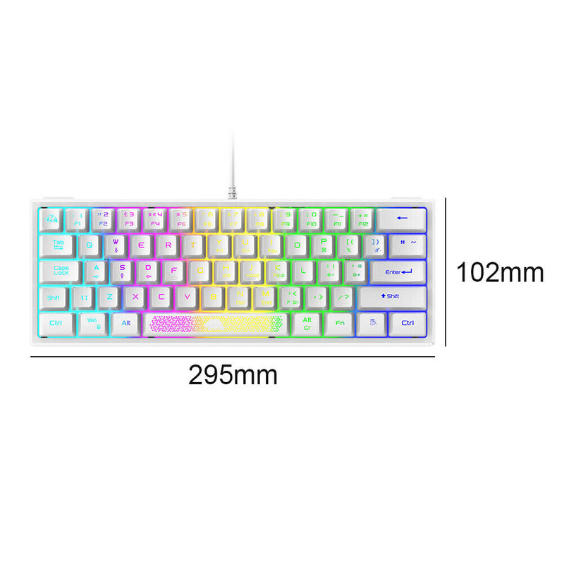 K61 RGB Wired Keyboard 60 Percent 62 Keys Ergonomic Gaming Keyboard (White)