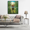 Painting By Numbers Kit DIY Swimming Dog Canvas Oil Wall Art Picture Ornament