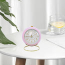 Analog Alarm Clock Light Emitting Silent Non Ticking Clock for Kid (Pink)