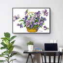 Partial Cross Stitch Kit Eco-cotton 2 Strands Stamped Purple Flower Home Decor
