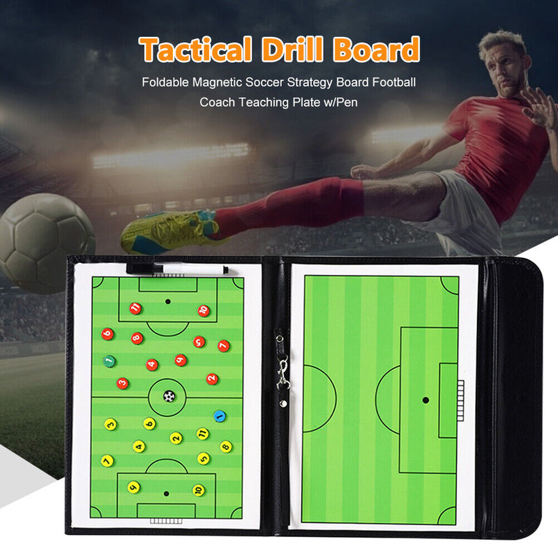 Foldable Soccer Practice Teaching Boards Magnetic Football Coaching Clipboard