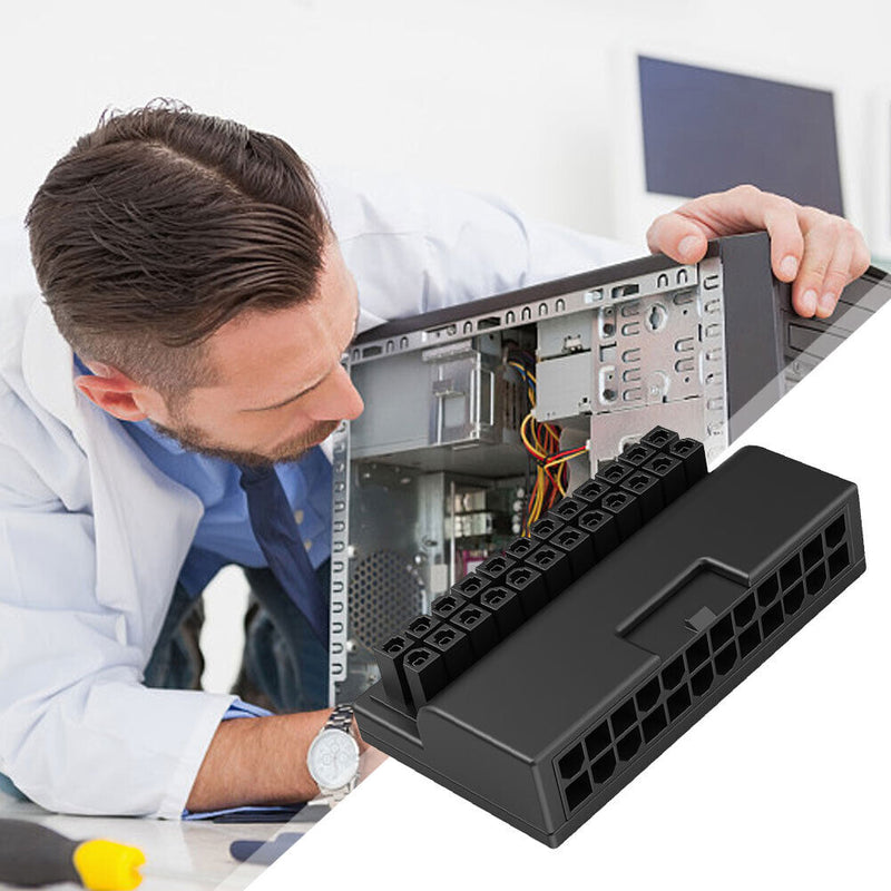 Wiring Computer Motherboard ATX Power Supply 24P to 90 Degree Connector Adapter