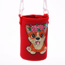 Round Messenger Strap Water Bottle Insulated Protective Bag (Red Dog)