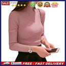Preppy Style Solid Color Sweater Women Long Sleeve Tops High Neck Knitted Jumper