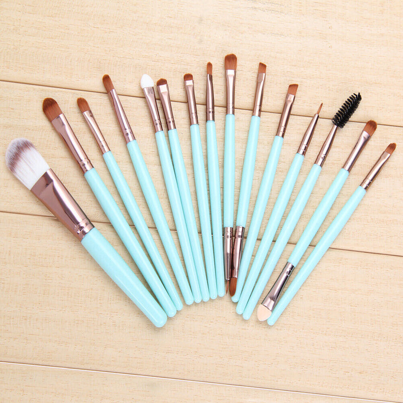15pcs Pro Makeup Brush Face Powder Foundation Eyeshadow Eyeliner Lip Brush