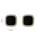 Luxury Women Rhinestone Earring Geometric Earrings Square Glaze Stud Earrings