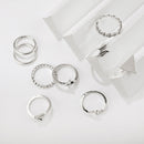 9pcs European Hollow Heart-Shape Simple Knuckle Ring for Women Valentine Jewelry