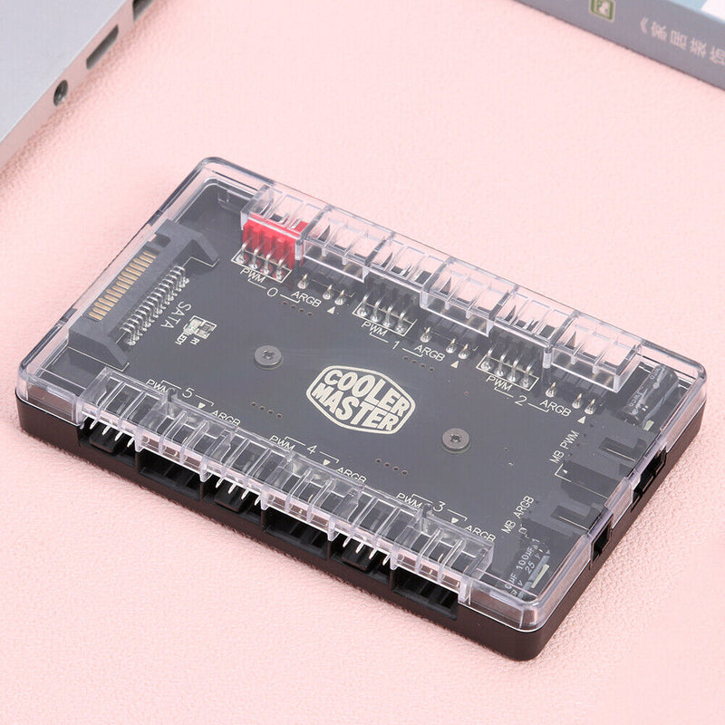 1 to 6 PWM ARGB Fan HUB Splitter 4 Pin PWM 3 Pin Addressable RGB Adapter Newly