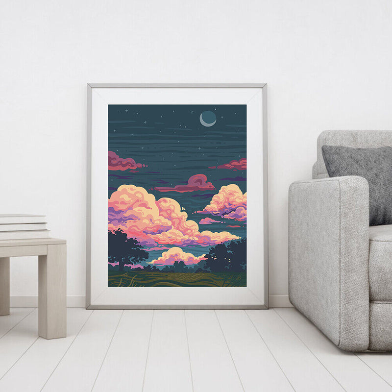 40x50cm Oil Paint By Numbers Pink Clouds Frameless Picture Craft Home Decorative