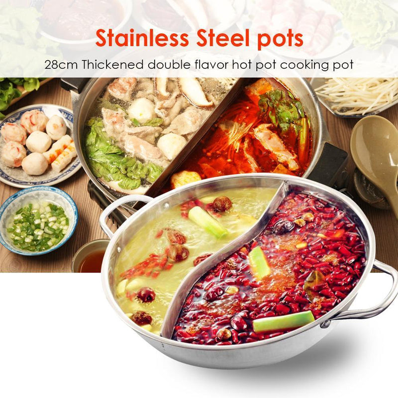 Stainless Steel Single-layer Mandarin Duck Soup Fondue Hot Pot Kitchen Cookware