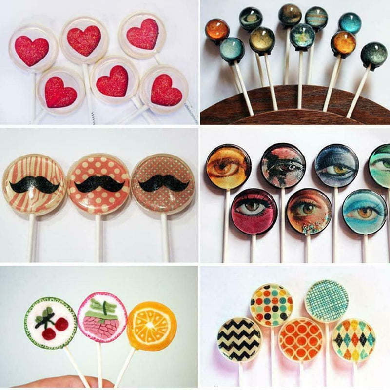 12 Round shape Baking Silicone Lollipop Mold Tray Candy Chocolate Sweet W3Y1