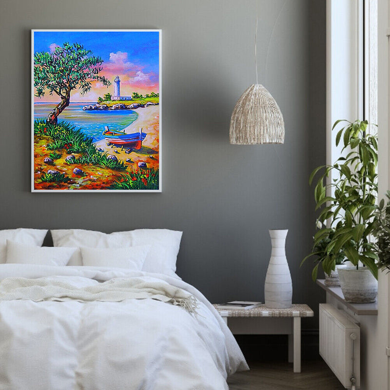 Seaside Oil Paint by Numbers Hand Painted Frameless Picture Home Art Ornament