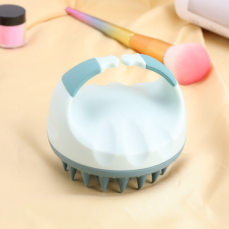 Portable Silicone Shampoo Brush Round Soft Scalp Massage Brush (Blue) Newly