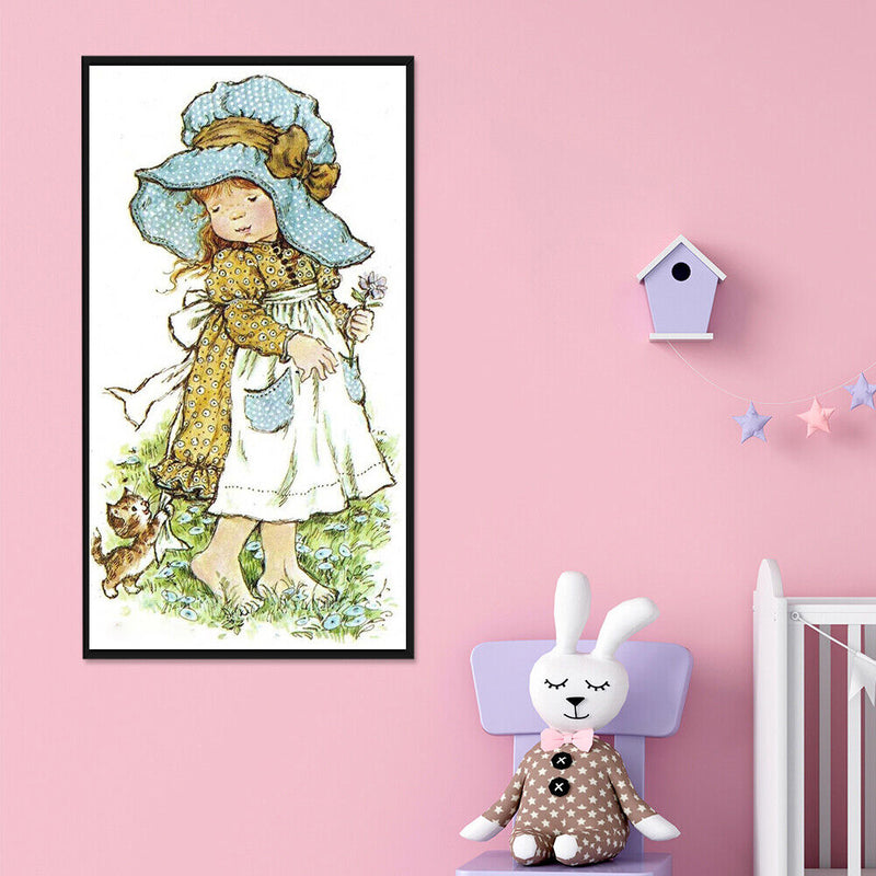 11CT Printed Partial Cross Stitch Craft Cute Girl Artwork Decor (VIP066)