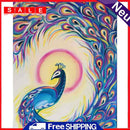 Oil Paint By Numbers Peafowl Frameless Picture Craft Kit for Home Living Room