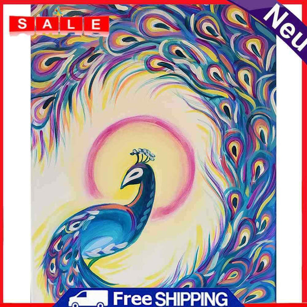 Oil Paint By Numbers Peafowl Frameless Picture Craft Kit for Home Living Room