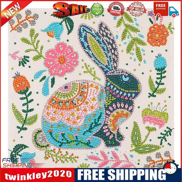 5D DIY Diamond Painted rabbit Partial Special Rhinestone Set