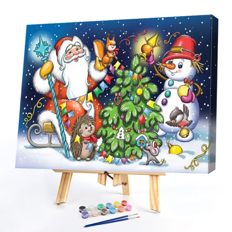 Santa Oil Paint By Numbers Drawing DIY Coloring Picture Hand Painted Wall Arts
