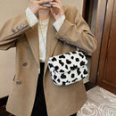 Autumn Plush Shoulder Purse Retro Women Animal Messenger Chain Bag (Cow)