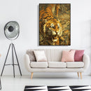 Hand Painted Picture Frameless DIY Fierce Tiger Painting By Numbers Craft