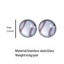 Women Girls Fashion Baseball Glass Stud Stainless Steel Earrings Party Jewelry
