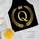 Letter Q Printed Linen Apron Kitchen Waterproof Home Cooking Bibs (82X68CM)