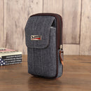 Men Canvas Mobile Phone Bags Double-layer Zipper Fanny Pack (Grey)
