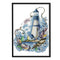 Cross Stitch Kit DIY Blue Lighthouse 14CT Stamped Needlework 22X29cm (F965)