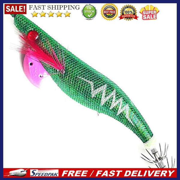 Luminous Fishing Lure Lifelike Wood Shrimp Squid Jig Hook Swimbait (Style C)
