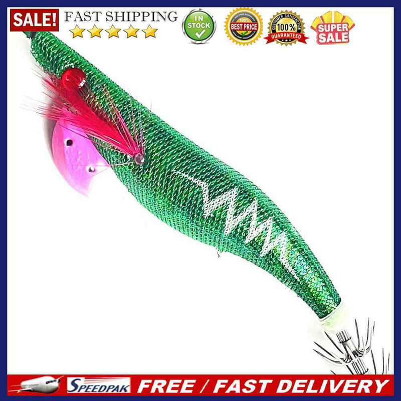 Luminous Fishing Lure Lifelike Wood Shrimp Squid Jig Hook Swimbait (Style C)