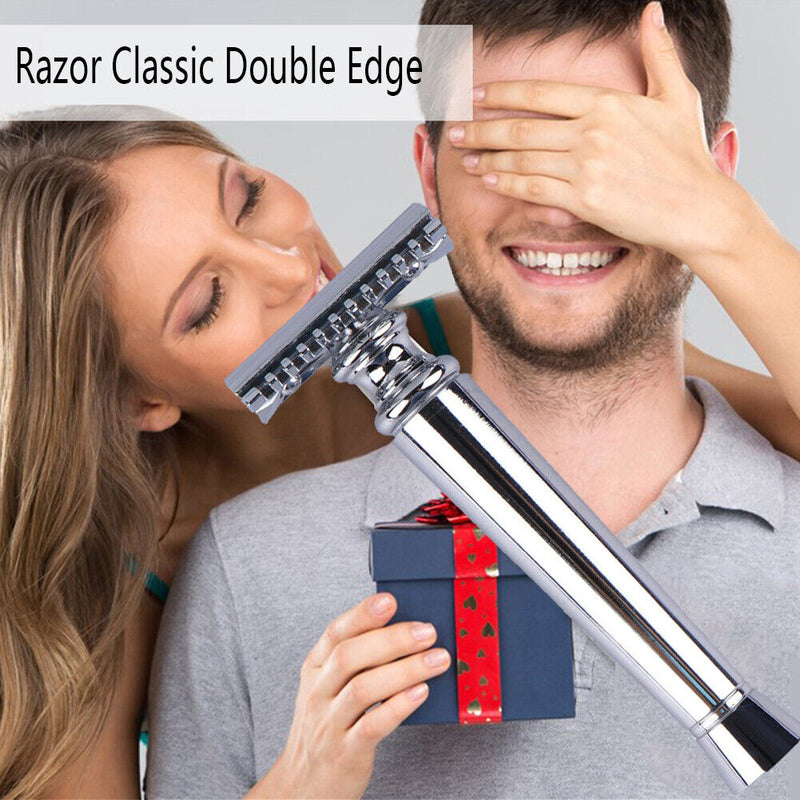 Classic Double Edge Safety Razor with Blades Portable Detachable Shavers