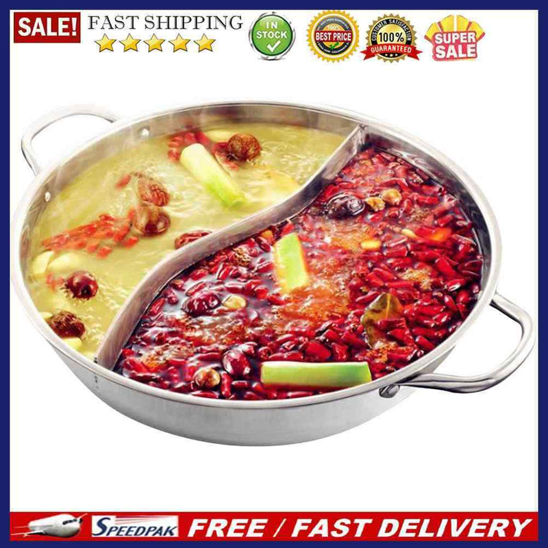 Stainless Steel Single-layer Mandarin Duck Soup Fondue Hot Pot Kitchen Cookware