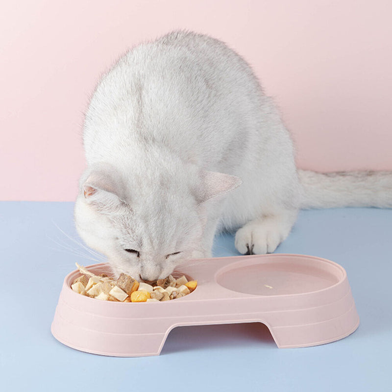 Candy Colors Plastic Pet Feeding Double Bowl 2 in 1 Cat Water Food Feeder Dis