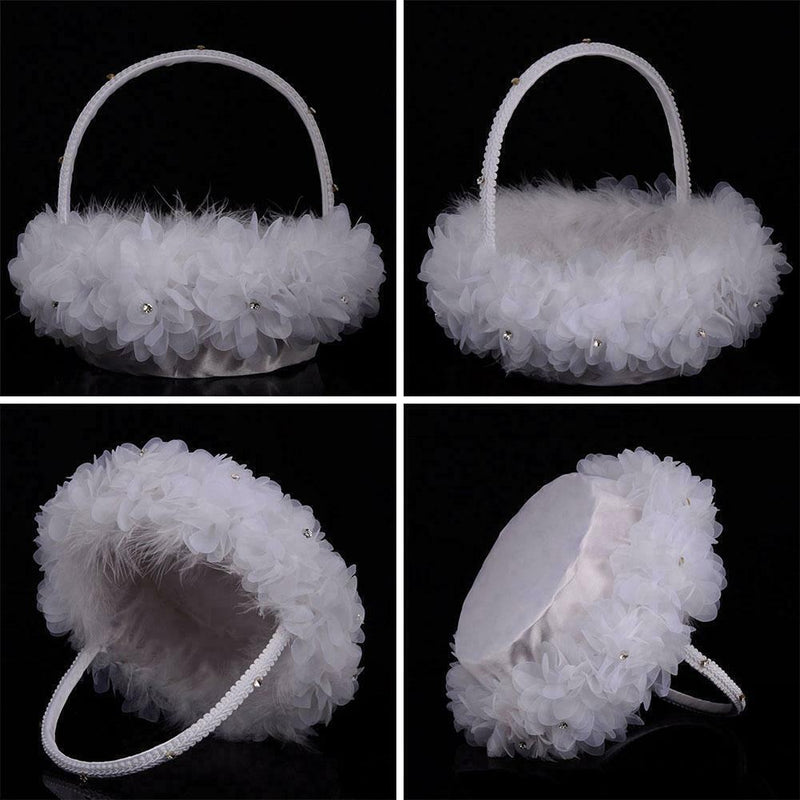 Flower Girl Baskets The Fabric Lace Decoration Cute Flower Handle Basket Q9J4