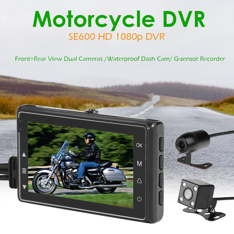 SE600 Motorcycle DVR Front+Rear View Waterproof Lens Dash Cam G-sensor Newly